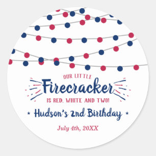 Sticker Rond Rouge, Blanc & Deux ! 4 juillet 2e anniversaire