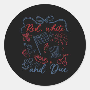 Sticker Rond Rouge Blanc Et 4 juillet Grossesse Été Usa
