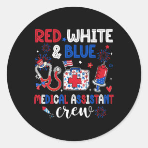 Sticker Rond Rouge Blanc Et Bleu Médicale Équipage Istant Heure