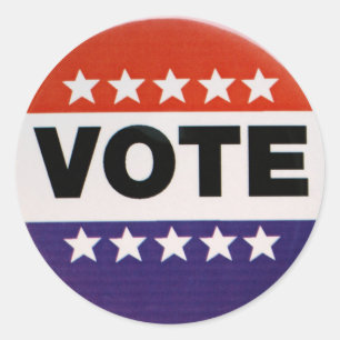 Sticker Rond Rouge blanc et bleu Votes Design