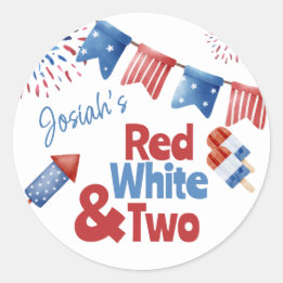 Sticker Rond Rouge blanc et fête d'anniversaire