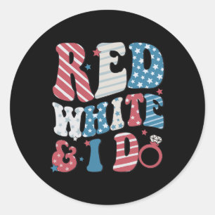 Sticker Rond Rouge Blanc Et Je Fais Mariage 4 juillet Drapeau A