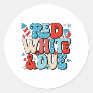 Sticker Rond Rouge Blanc Et Rétro Mignonne 4 juillet Grossesse
