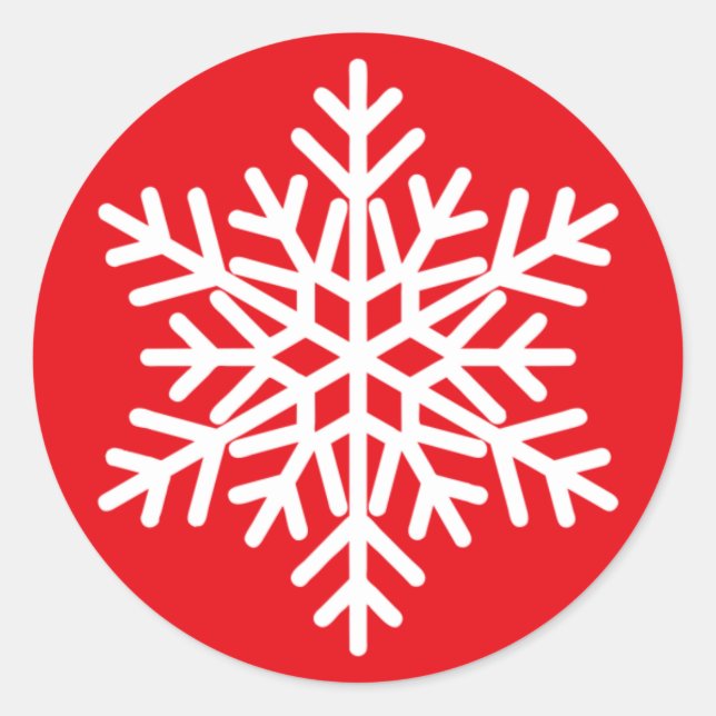 Sticker Rond Rouge blanc Noël Design de flocon de neige (Devant)