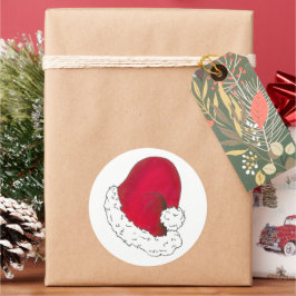 Sticker Rond Rouge Blanc Noël Père Noël Père Noël Casquette