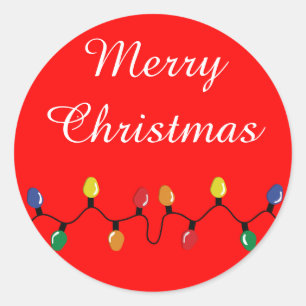 Sticker Rond Rouge brillant avec lumières de Noël