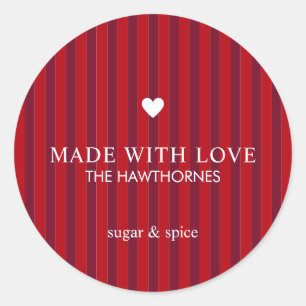 Sticker Rond Rouge Classique Personnalisé Fabriqué Avec Amour C