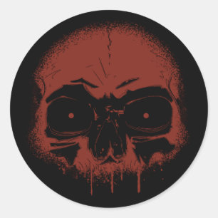 Sticker Rond Rouge crâne