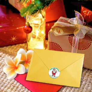 Sticker Rond Rouge de Père Noël hawaïen