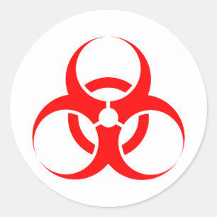 Sticker Rond Rouge de symbole de Biohazard