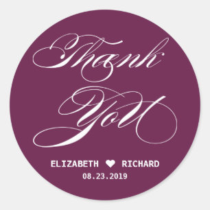 Sticker Rond Rouge Élégant Script Merci Mariage Faveur