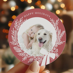 Sticker Rond Rouge et blanc poussiéreux photo de la couronne de