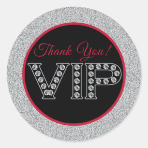 Sticker Rond Rouge et parties scintillantes d'argent,