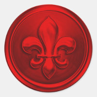 Rouge Fleur de Lis Enveloppe Sceau Embossé Look
