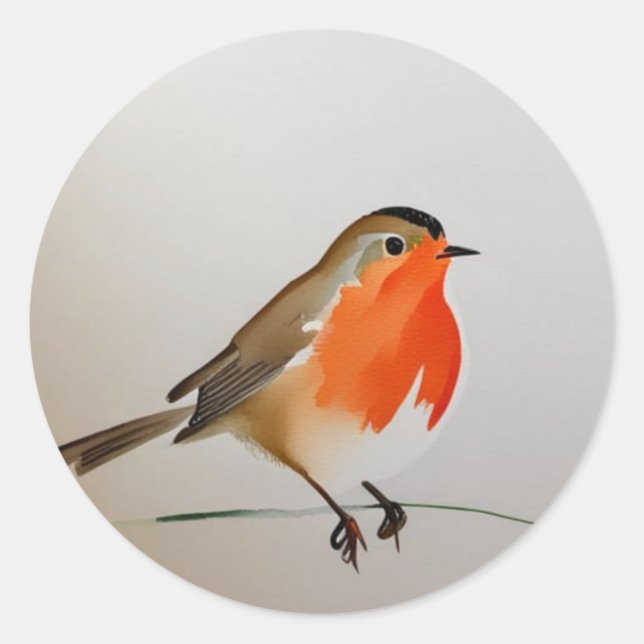 Sticker Rond Rouge-gorge anglais magnifique  (Devant)