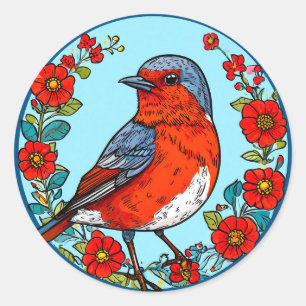 Sticker Rond rouge-gorge eurasiatique