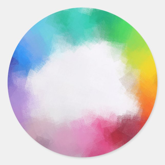 Sticker Rond Rouge Jaune Bleu Vert Rose Blanc Abstrait (Devant)