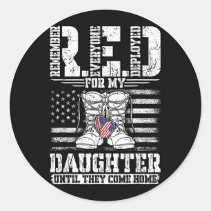 Sticker Rond ROUGE pour ma Fille N'oubliez Personne Déployé ROU