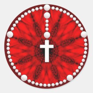 Sticker Rond Rouge rêveur de receveur de chapelet