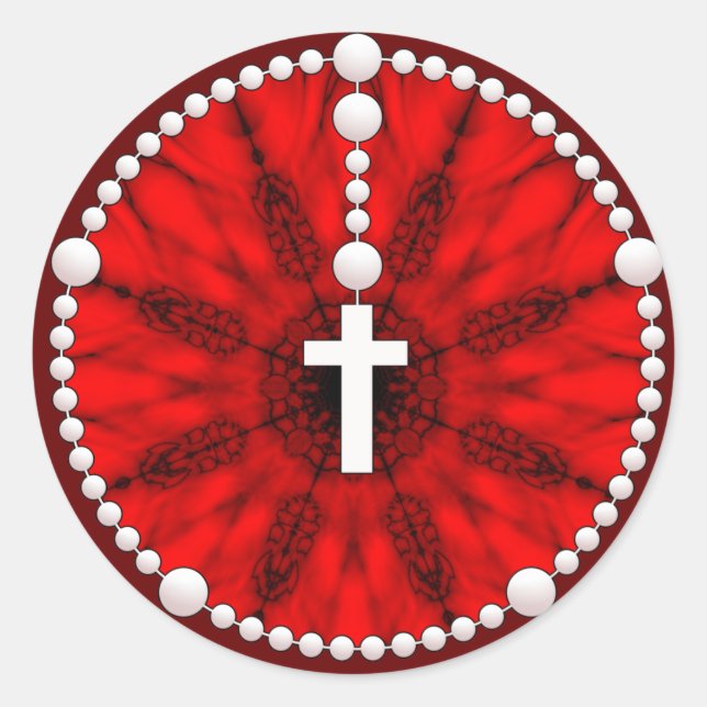 Sticker Rond Rouge rêveur de receveur de chapelet (Devant)
