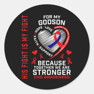 Sticker Rond Rouge Son combat est mon combat Godson Chd Awarene