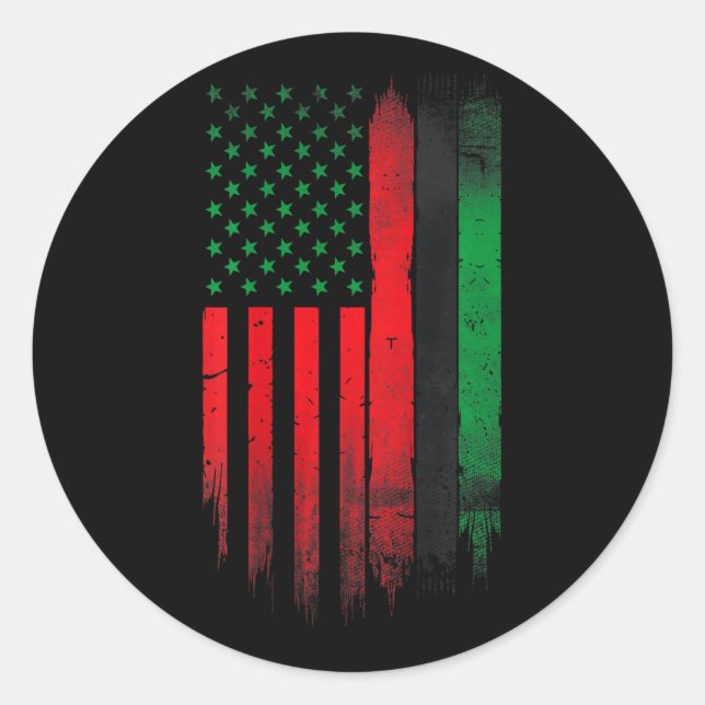 Sticker Rond Rouge Vert Noir Histoire Américaine (Devant)