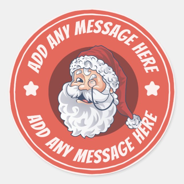 Sticker Rond Rouge Vintage Père Noël (Devant)