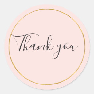 Sticker Rond Rougissent le Merci noir rose de cercle d'or