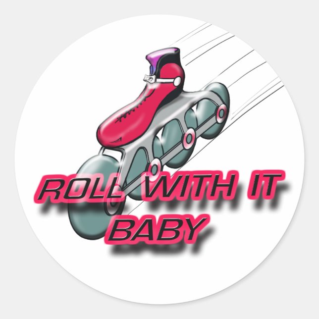 Sticker Rond Rouler Avec, Bébé (Devant)