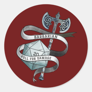 Sticker Rond Roulette barbare pour dommages d20 grande hache