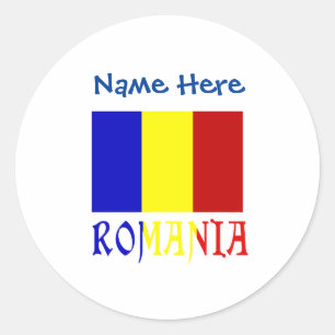 Sticker Rond Roumanie et Roumanie Drapeau bleu Personnalisation
