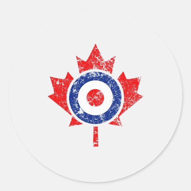 Sticker Rond Roundel Feuille d'érable canadien Grunge Mod CANAD (Devant)