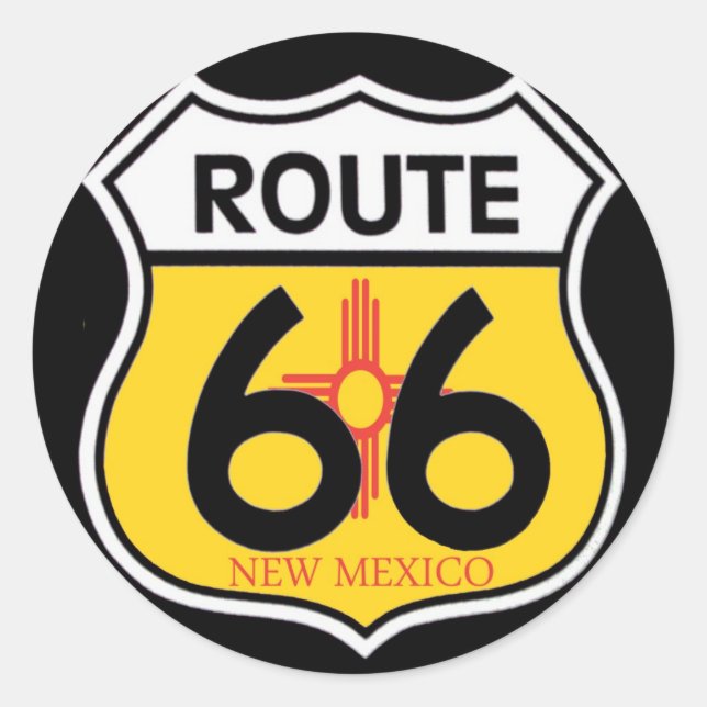 Sticker Rond Route 66 Bouclier du Nouveau-Mexique (Devant)