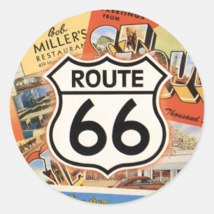 Sticker Rond Route 66 Colorée
