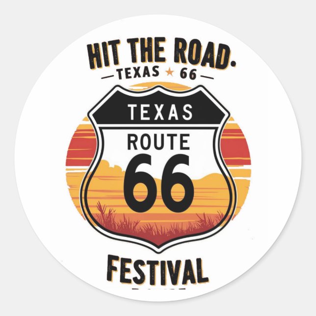 Sticker Rond route 66 texas (Devant)
