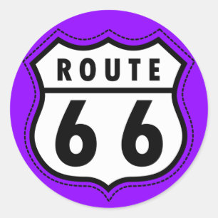 Sticker Rond Route 66 Violet