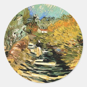 Sticker Rond Route à St Remy avec figure par Vincent van Gogh
