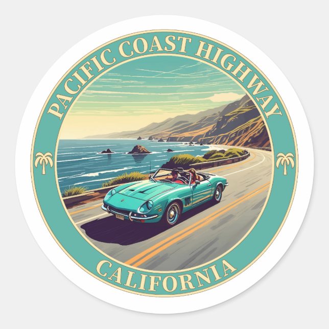 Sticker Rond Route du Pacifique Californie (Devant)