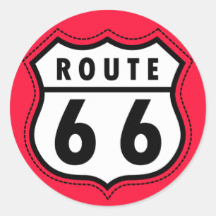 Sticker Rond Route Rouge 66
