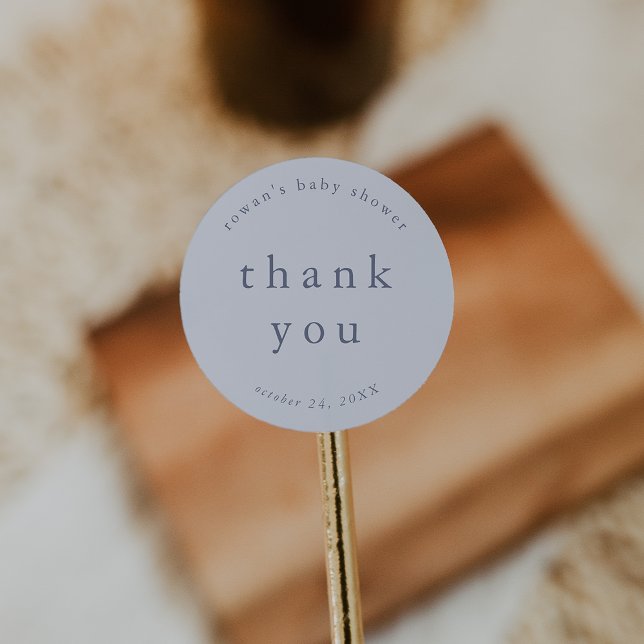 Sticker Rond ROWAN Boy Blue Unique Baby shower simple Merci (ROWAN Boy Blue Unique Simple Baby Shower Thank You Classic Round Sticker)