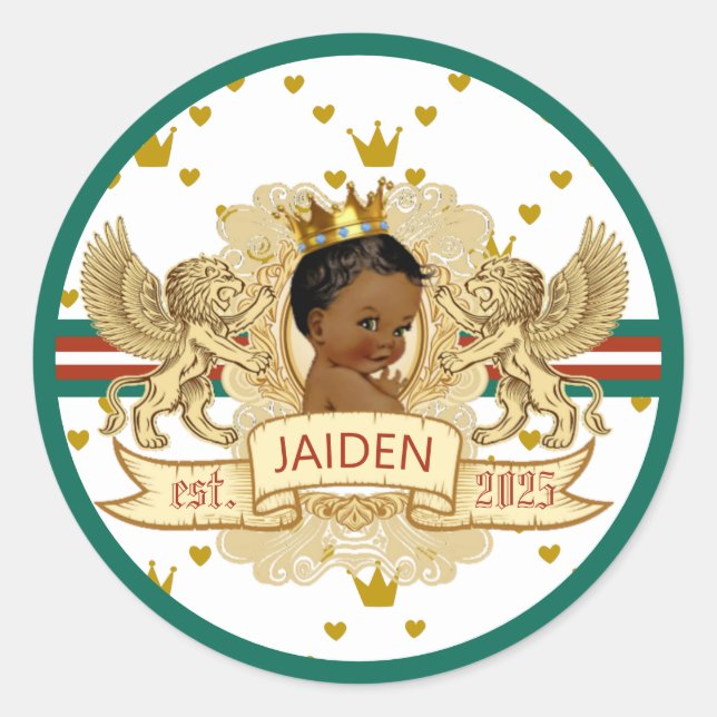 Sticker Rond Royal African Prince Green|Red|Gold (Devant)