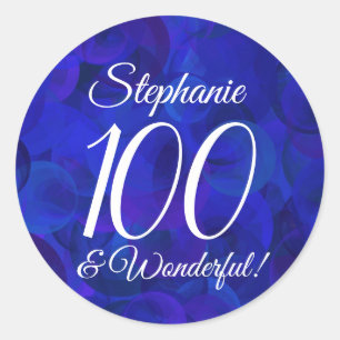 Sticker Rond Royal Blue100 et merveilleux anniversaire Favor