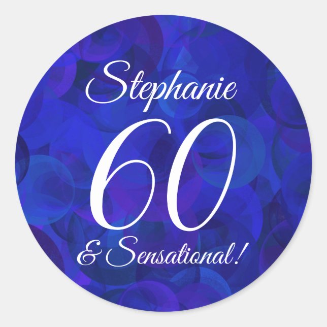 Sticker Rond Royal Blue 60 et Sensational Birthday Favor (Devant)