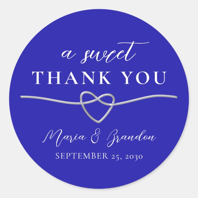 Sticker Rond Royal Blue A Sweet Merci Mariage Favor (Devant)