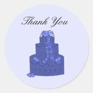 Sticker Rond Royal Blue Mariage CakeMerci