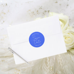 Sticker Rond Royal Blue Styliszed Wedding Enregistrer la date