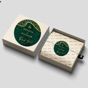 Sticker Rond Royal Emerald Green Parties scintillant Mariage or