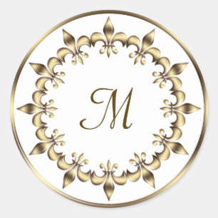 Sticker Rond Royal Fleur De Lis Monogram