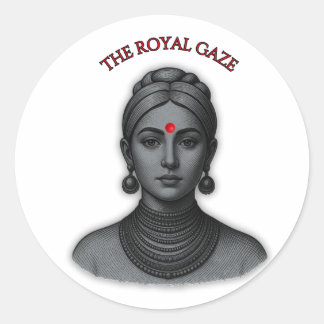 Sticker Rond Royal Gaze Indian Queen Minimalist Bold Lin