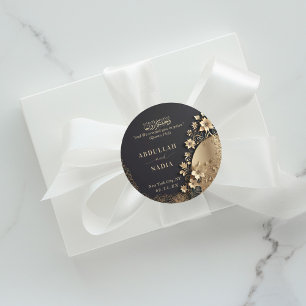 Sticker Rond Royal & Luxural Golden Floral Mariage islamique